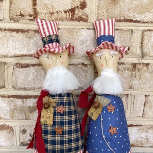 Primitive Uncle Sam Doll, Patriotic Primitives, July 4th Tier Tray Decor, Americana Primitive Decor, Birthday Gift for Mom, Patriotic Gifts