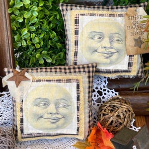 Man in the Moon Pillow, Moon Shelf Sitters, Halloween Bowl Fillers, Moon Face Decor, Halloween Moon Decor, Moon Tiered Tray Decor, Moon Gift