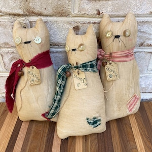 Christmas Cat Decor, Primitive Cat Doll, Christmas Shelf Sitters, Christmas Tiered Tray, Cat Gifts For Cat Lovers, Cat Gifts for Mom