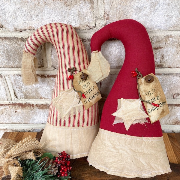 Primitive Santa Hat, Christmas Shelf Sitters, Farmhouse Christmas Decor, Old World Christmas, Santa Tiered Tray, Christmas Gifts for Mom