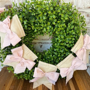 Pink Bow Garland Banner, Coquette Decor, Bow Garland for Baby Shower, Pink Bow Decor, French Country Decor, Romantic Mothers Day Gift