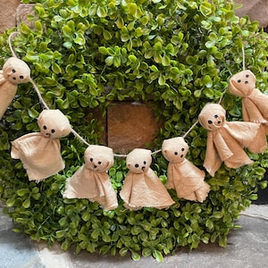 Primitive Ghost Garland For Halloween, Primitive Ghost Decoration, Rustic Halloween Garland, Spooky Mantel Banner, Halloween Farmhouse Decor image 18