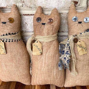 Primitive Halloween Cat Dolls, Primitive Halloween Decor, Halloween Cat Shelf Sitter, Cat Pillow,  Spooky Cat, Cat Gifts For Cat Lovers