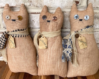 Primitive Halloween Cat Dolls, Primitive Halloween Decor, Halloween Cat Shelf Sitter, Cat Pillow,  Spooky Cat, Cat Gifts For Cat Lovers
