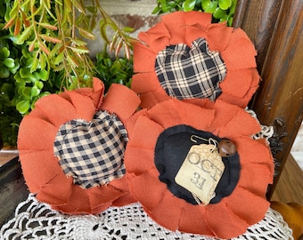 Sunflower Bowl Fillers, Fabric Sunflowers, Primitive Sunflowers Decor, Primitive Fall Flowers Decor, Fall Bowl Fillers, Fall Hostess Gift