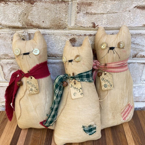 Décoration de Noël chat, Poupée chat primitif, gardiennes d'étagères de Noël, plateau de Noël à plusieurs niveaux, cadeaux chat pour les amoureux des chats, cadeaux chat pour maman