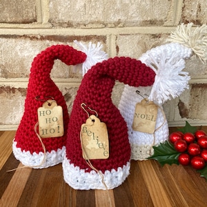 Mini Santa Hat, Santa Tiered Tray Decor, Santa Hat Shelf Sitter, Christmas Santa Hat Crochet, Santa Hat Ornament, Stocking Stuffer for Mom