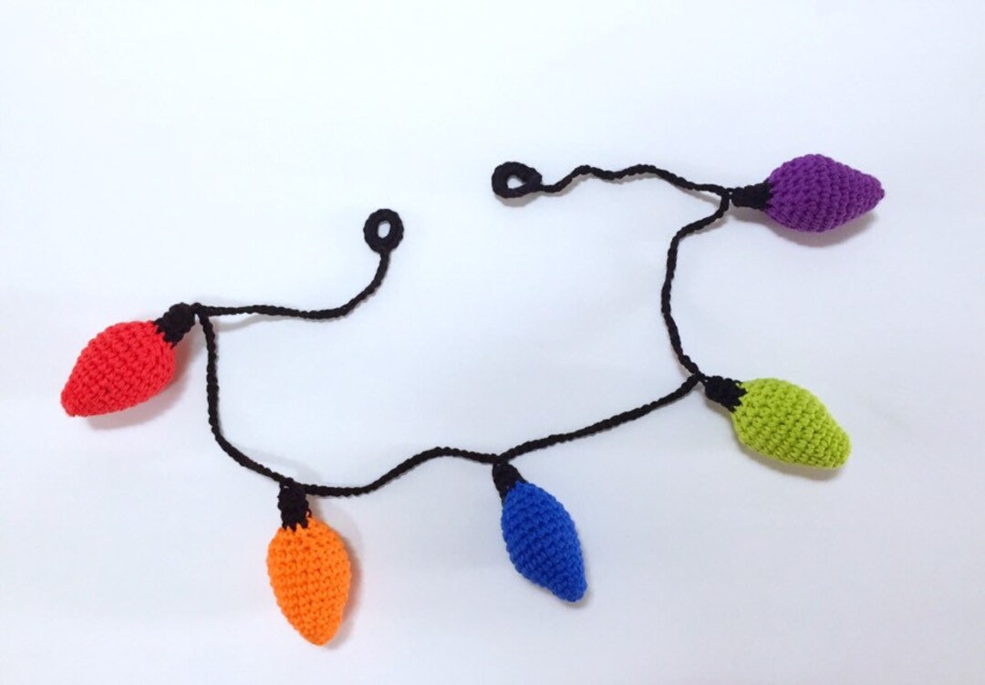 Crochet Christmas Light Garland, Light Bulb Banner, Holiday Decor