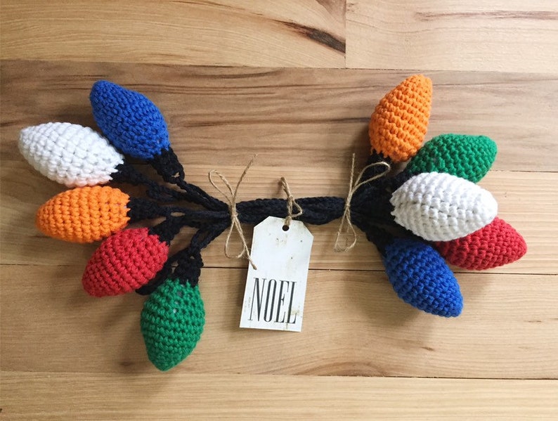 Crochet Christmas Light Bulb Garland String of Lights Etsy