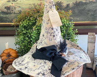 Primitive Witch Hat, Rustic Witch Hat, Large Witch Hat, Floral Witch Hat, Witch Hat Table Sitter, Witch Hat Shelf Sitter, Witch, Witchy Gift
