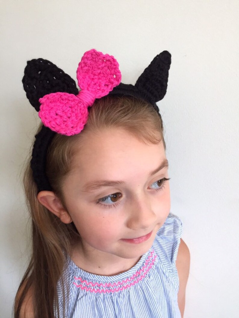Black Cat Headband Crochet Cat Ears Hair Band Animal Ear | Etsy