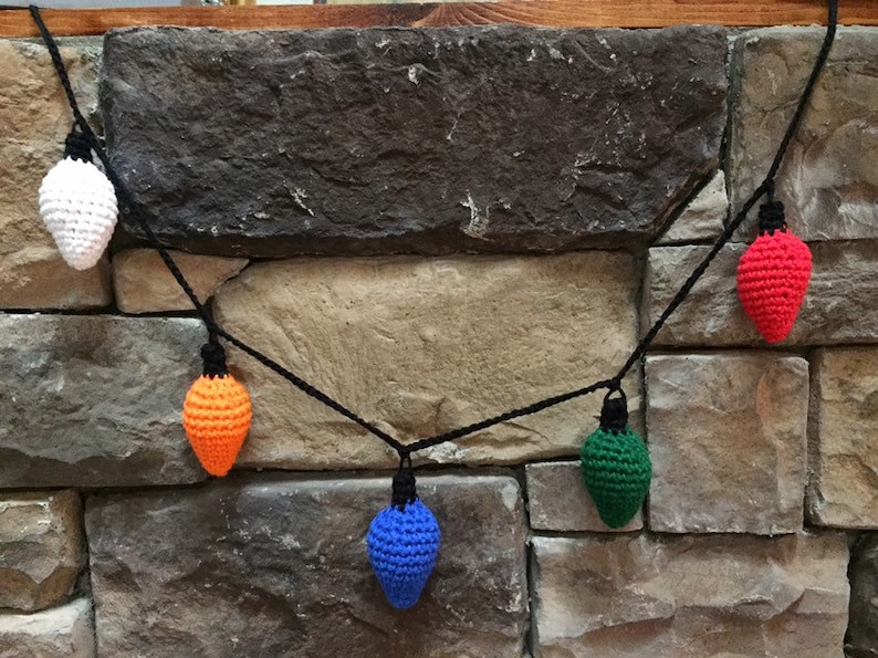 Crochet Christmas Light Bulb Garland String of Lights | Etsy