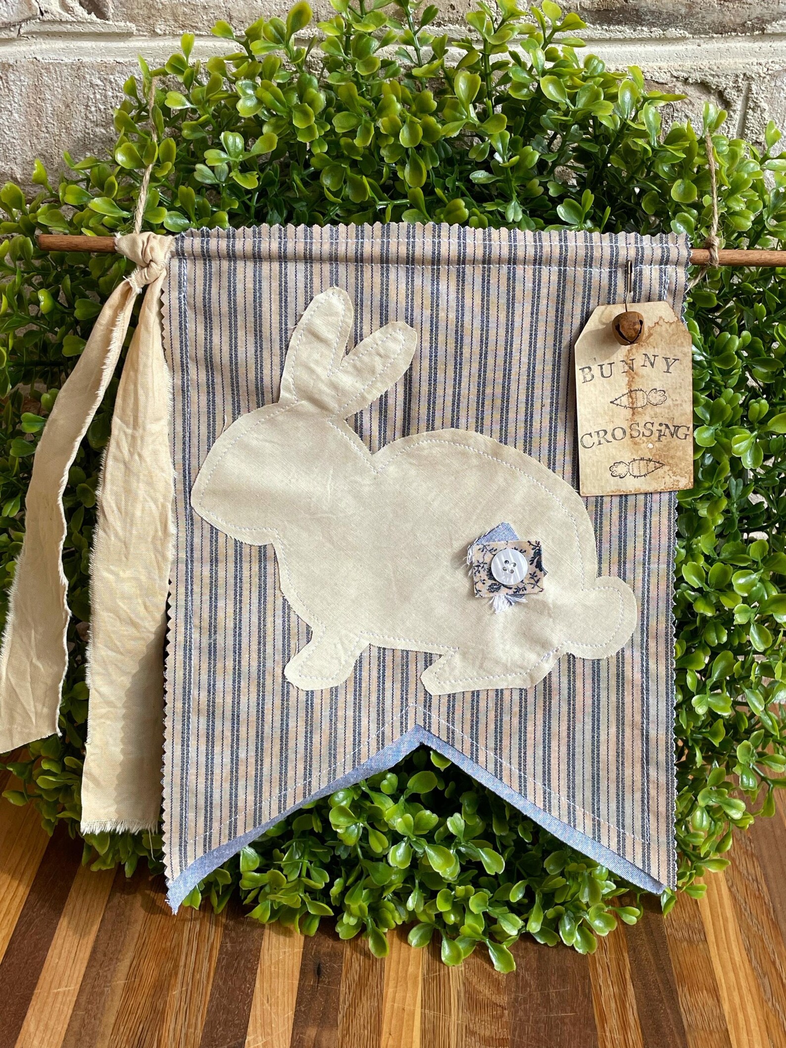 Peg Legged Rabbit Bunny Pennant, Rabbit Peg Rail, Bunny Wall Hanging, Easter Peg Rail ...