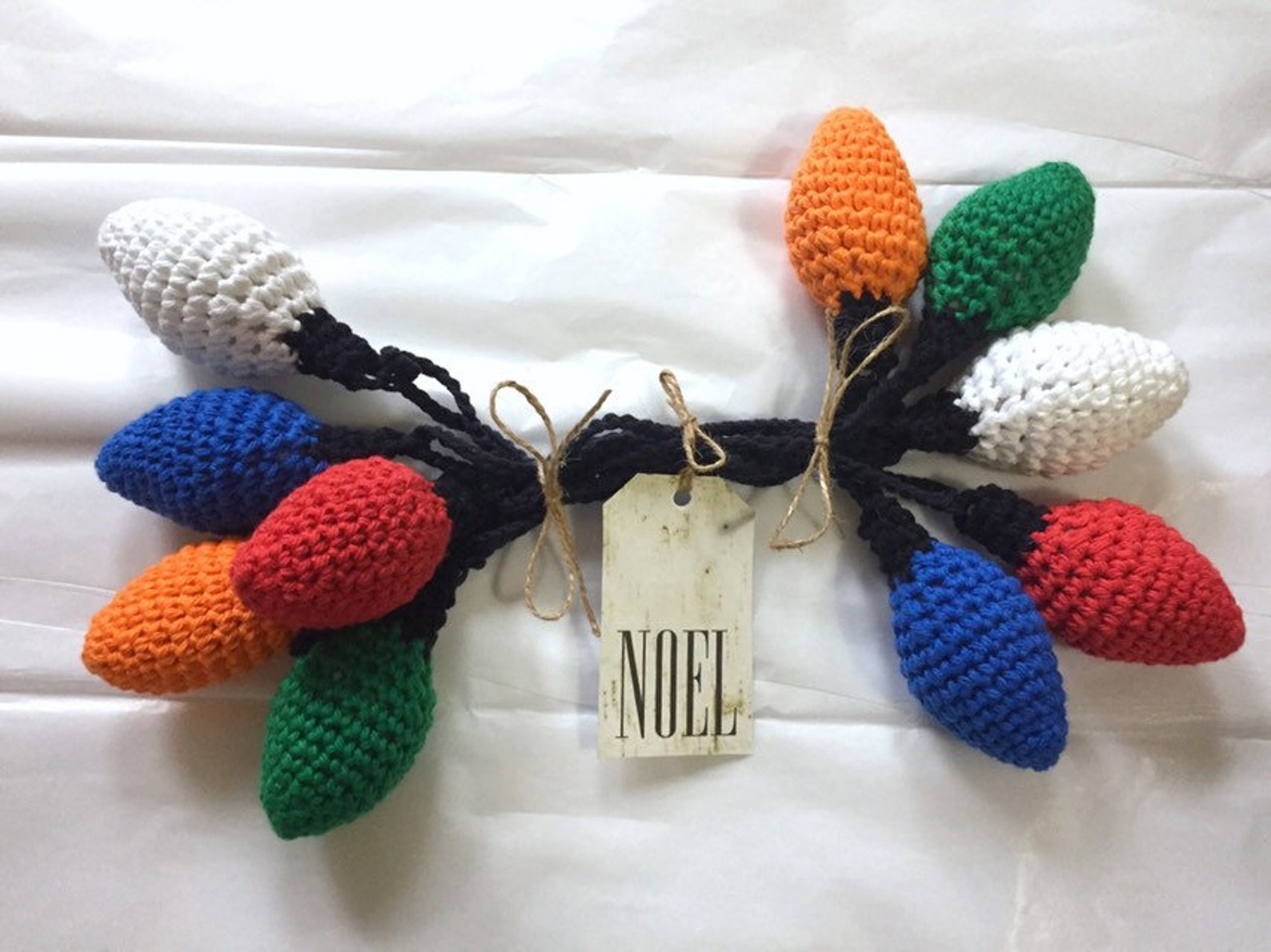 Crochet Christmas Light Bulb Garland String of Lights Etsy