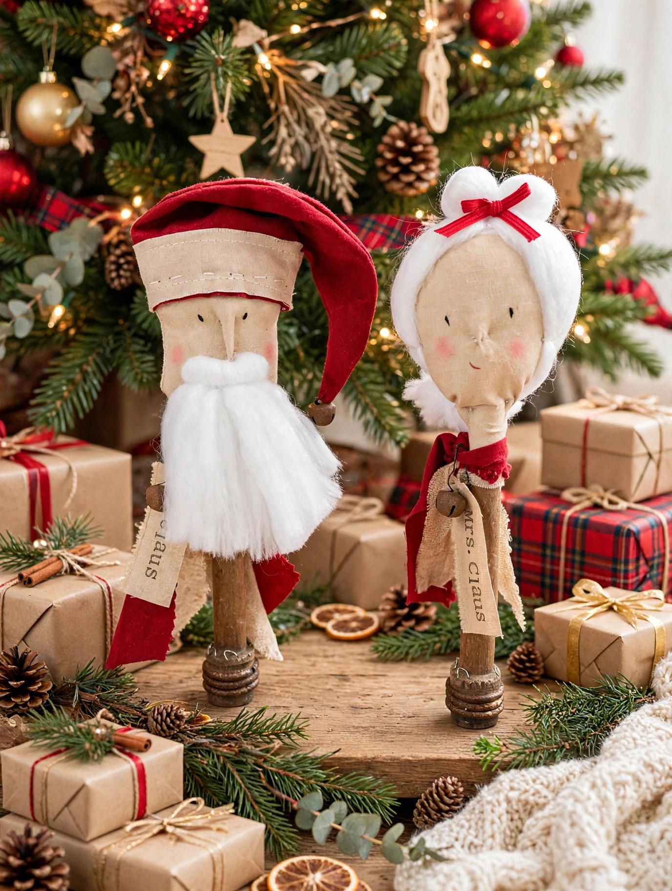 Vintage Santa and Mrs Claus Figurines - Etsy
