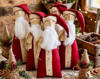 Primitive Santa Doll, Grungy Santa, Prim Christmas Decor, Primitive Saint Nicholas, Christmas Tiered Tray Decor, Christmas Gifts for Mom