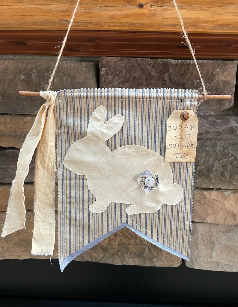Peg Legged Rabbit Bunny Pennant, Rabbit Peg Rail, Bunny Wall Hanging, Easter Peg Rail ...