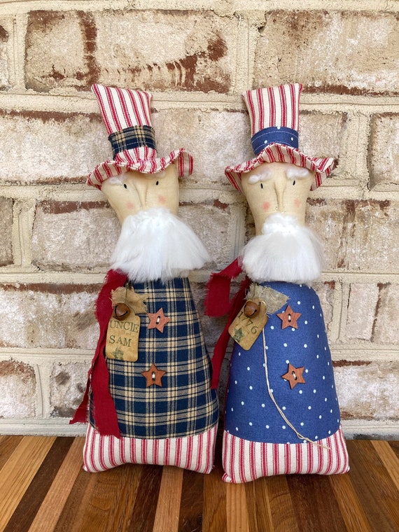 Primitive Uncle Sam Doll, Patriotic Primitives, July 4th Tier Tray Decor, Americana Primitive Decor, Birthday Gift for Mom, Patriotic Gifts