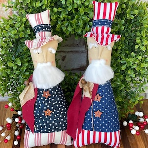 Primitive Uncle Sam Dolls, Patriotic Primitives, July 4th Tier Tray Decor, Uncle Sam Americana, Primitive Americana Decor, Patriotic Gifts
