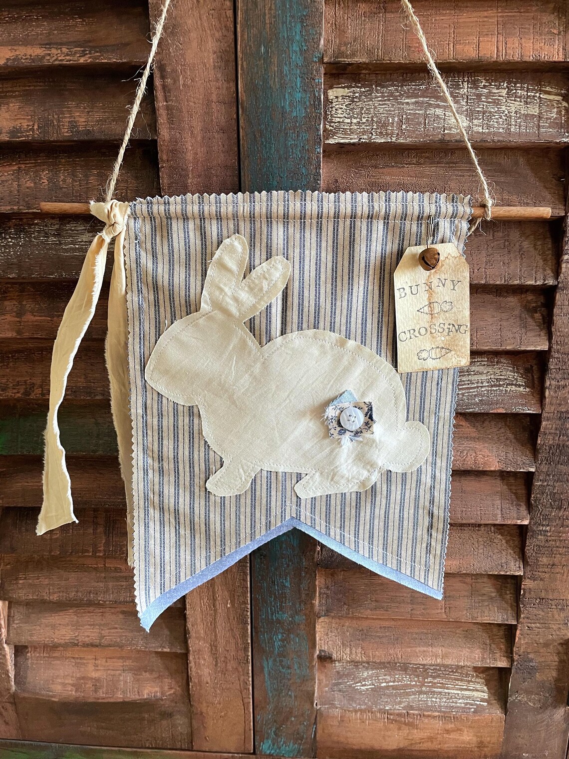 Peg Legged Rabbit Bunny Pennant, Rabbit Peg Rail, Bunny Wall Hanging, Easter Peg Rail ...