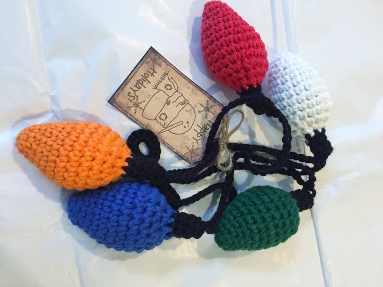 Crochet Christmas Light Bulb Garland String of Lights Etsy