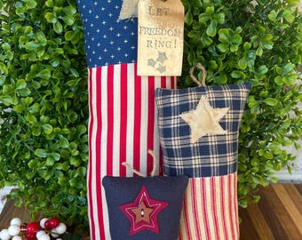 Firecracker Shelf Decor, Fabric Firecrackers, Patriotic Shelf Sitters, Farmhouse Fourth of July Decor, Firecrackers Set, Veterans Gifts