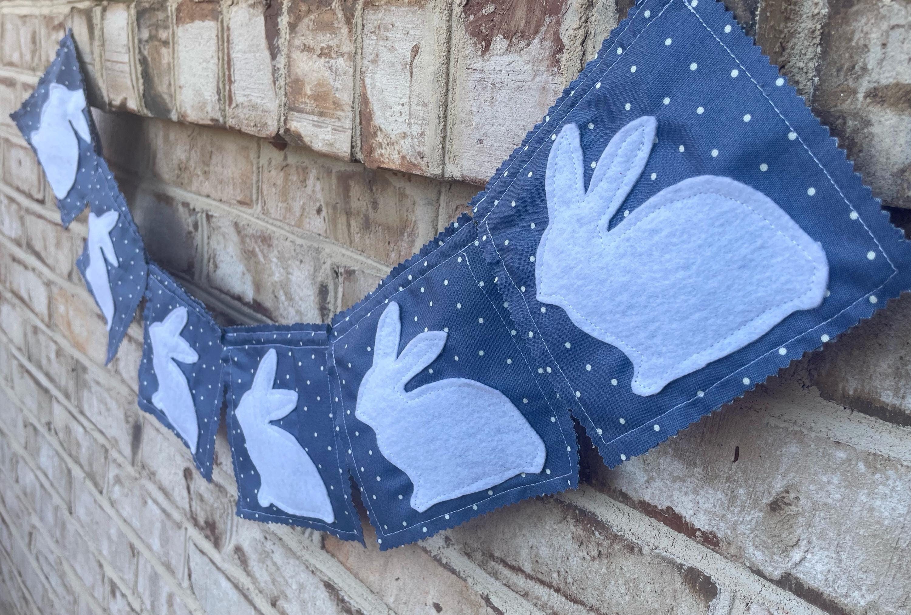 Easter Bunny Fabric Garland, Felt Bunny Garland, White Bunny Garland ...