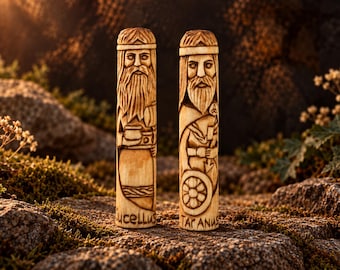 Sucellus Taranus Celtic Gods Statues, Hand Carved Wooden God Statues, Pagan Altar Decor 15cm
