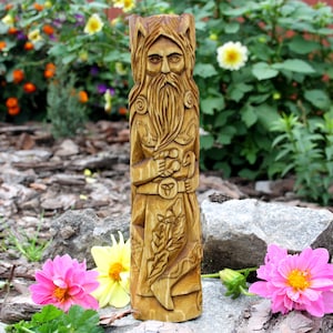 Big wooden statue of CERNUNNOS. Celtic god. Wiccan, wicca, altar, druid, witchcraft, gaelic . God CERNUNNOS