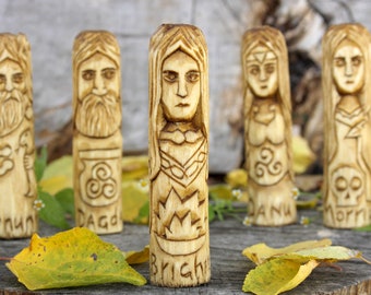 Small wooden statue of BRIGHID. Celtic goddess. Wiccan, wicca, altar, druid, witchcraft, gaelic .
