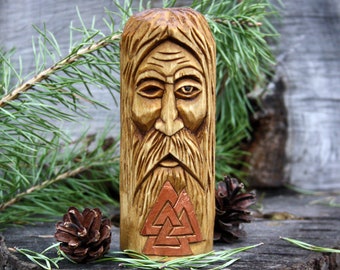 Norse God ODIN Figurine Hand Carved Linden Wood Odin Statue Viking decor