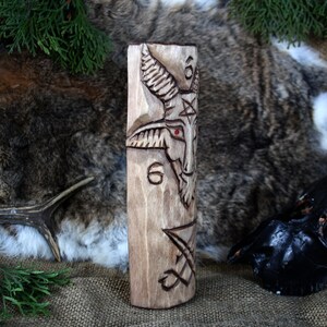 Handmade Wooden Statue of Demon BAPHOMET. Figurine for Rituals. Black ...