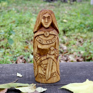 Norse Goddess Freya.  Viking&#39;s goddesses. Hand crafted wooden Statue. Freya statue.