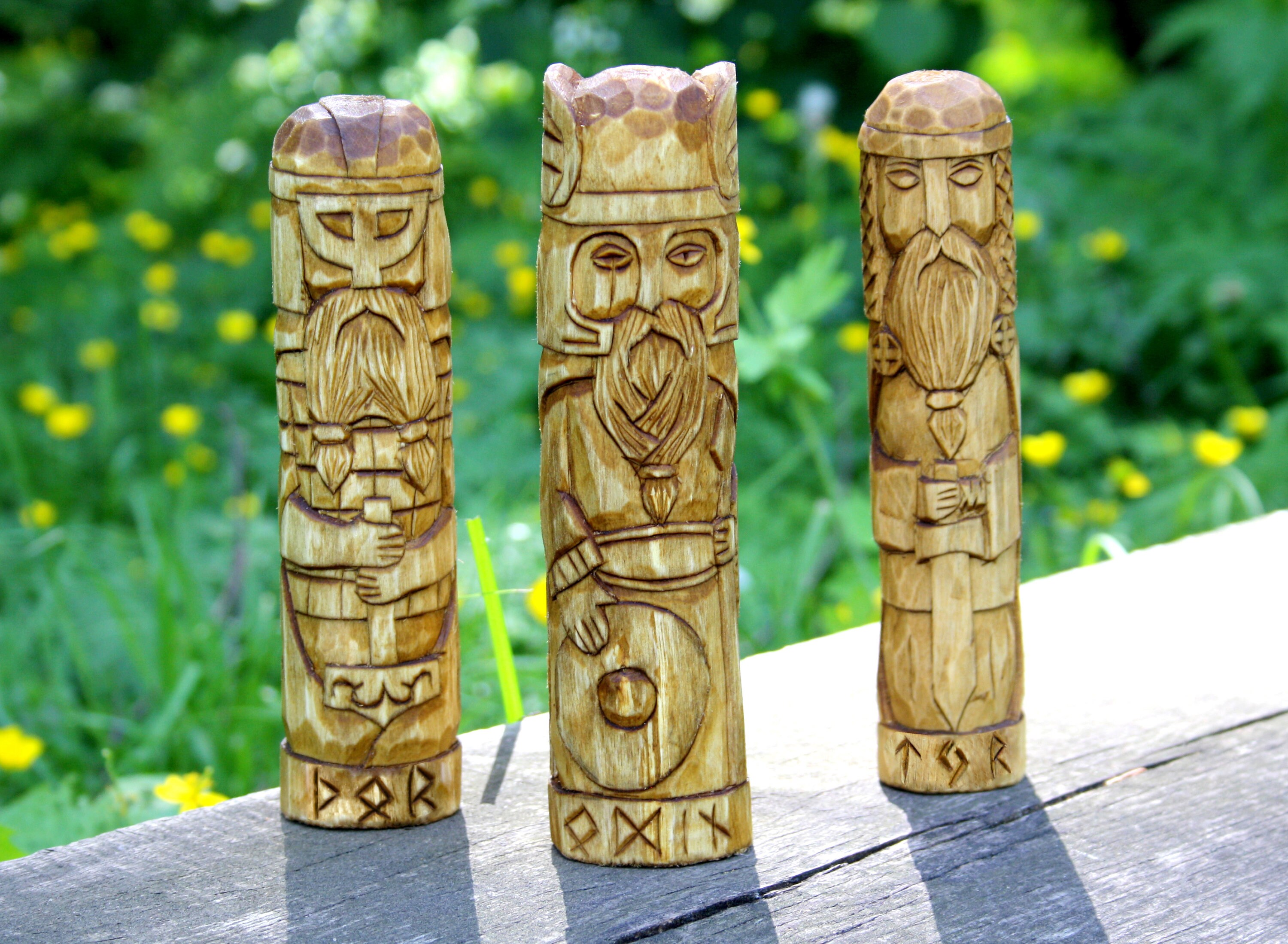 Odin God wooden statue Thor Statue Wooden figurine of Odin Hand carved