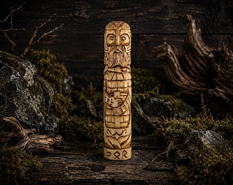 Thor-Holzstatue, handgeschnitzte nordische Götterskulptur, Wikingerdekor, 18 cm