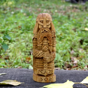 Norse God Thor. Viking's god. Hand crafted wooden Statue. Thor statue.