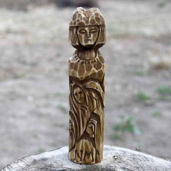Piccola statua in legno artigianale di Hela. Hel Dea Norrena. Il dio dei Vichinghi. Statua in legno artigianale. Statua di Hel. Hela