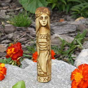 Norse Goddess Sigyn. Wooden goddesses . Small Wooden Figurines.