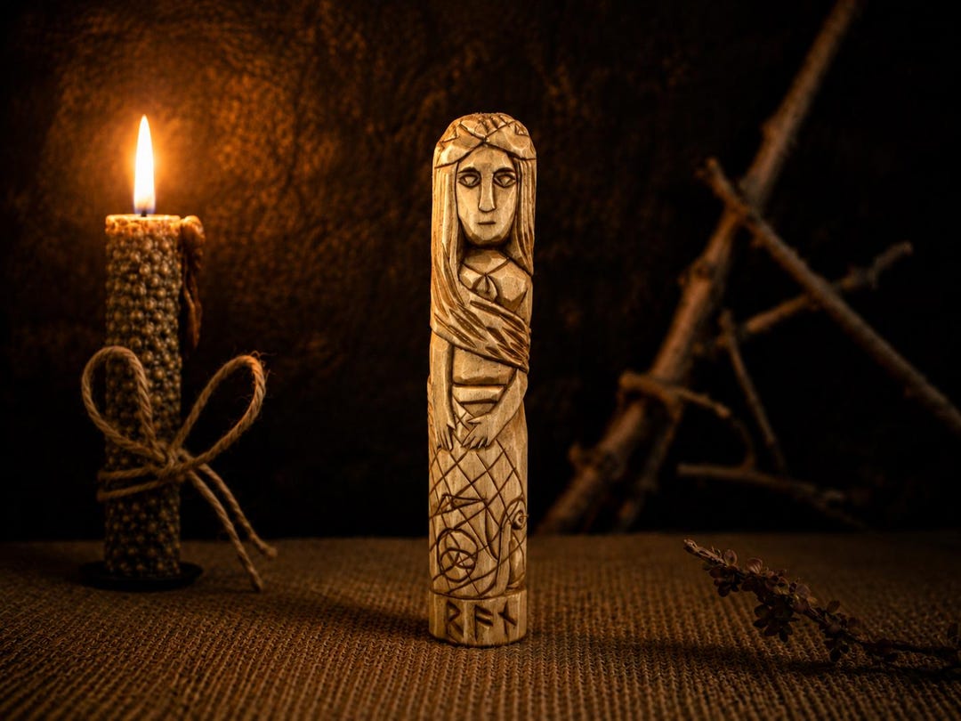Goddess Ran Designs Hand Carved Ran Statue, Norse Sea Goddess, Wooden Pagan Figurine 15cm ...