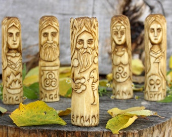 Hand Carved Cernunnos Statue: Celtic God Linden Wood Figurine