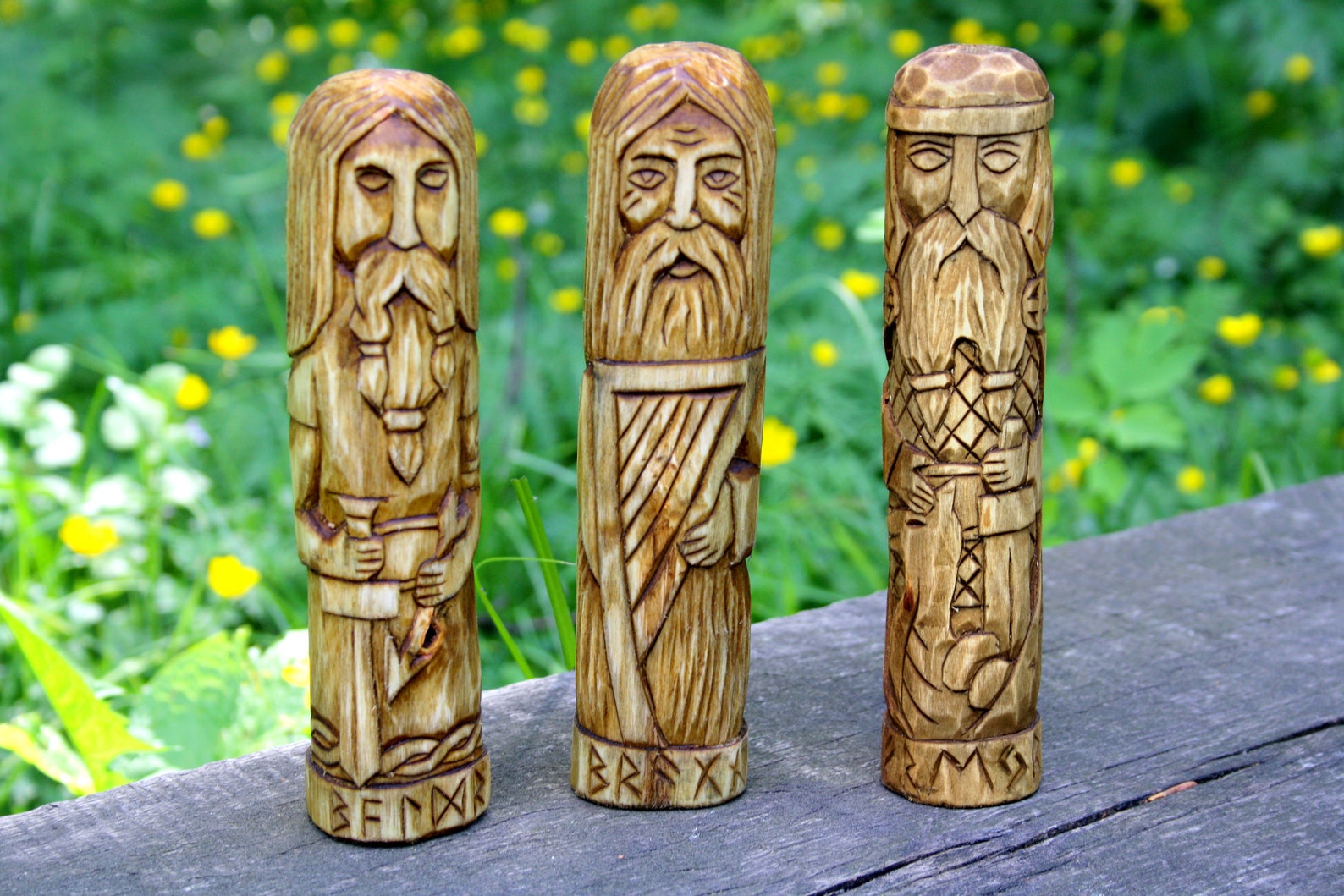 Norse Gods FREYR BALDER and BRAGI. Wooden Gods . Small - Etsy