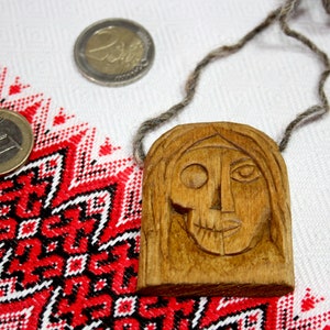 Hela Wooden Home Talisman. Handmade Wood carving. Scandinavian Viking Talisman.