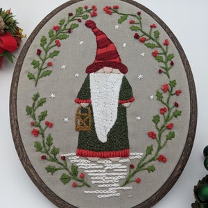 Wichtel-Weihnachts-Stickerei, PDF-Muster, Wichtel-Weihnachts-Handstickerei-Muster, Sofort-Download-PDF