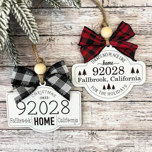 Personalized Home Zip Code Ornament, Hometown Christmas Ornament, City Ornament, There's No Place Like Home For the Holidays Ornament