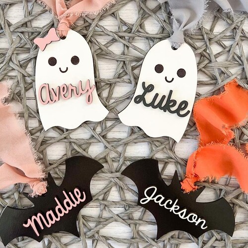 Halloween Basket Tag Halloween Personalized Name Tags Etsy