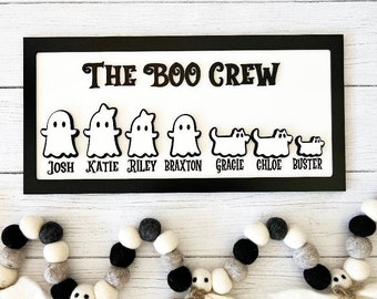 Halloween Personalized Family Sign, Custom Boo Crew Family Sign, Halloween Gift, Customizable Halloween Sign, Family Boo Sign