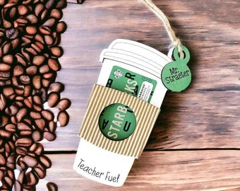 Teacher Coffee Gift Card Holder, Teacher Appreciation Gift, Teacher Fuel, Teacher Personalized Gift, Teacher Starbucks Gift Card holder