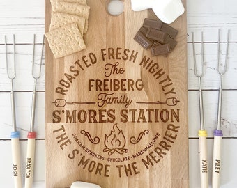 Personalized Cutting Board, Engraved Cutting Board, S'mores Station, S'more Sticks, S'mores Cutting Board, Camping Gift