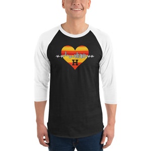 I Love Houston Heartbeat Skyline. Go &#39;Stros! 3/4 sleeve raglan shirt