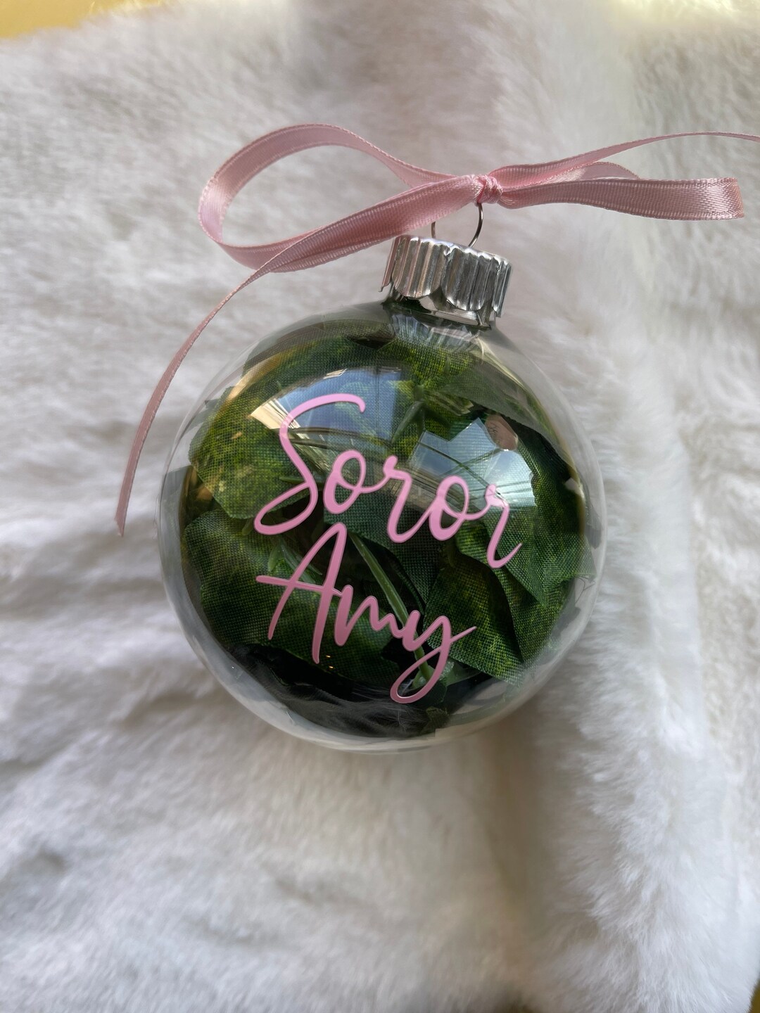 Ivy Fill Ornament Custom Pink & Green Ornament Ivy Christmas Ornament